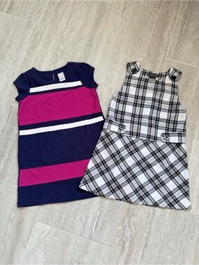 Girls Size 5 Dress Lot Gymboree Copper Key Plaid Colorblock School Preppy